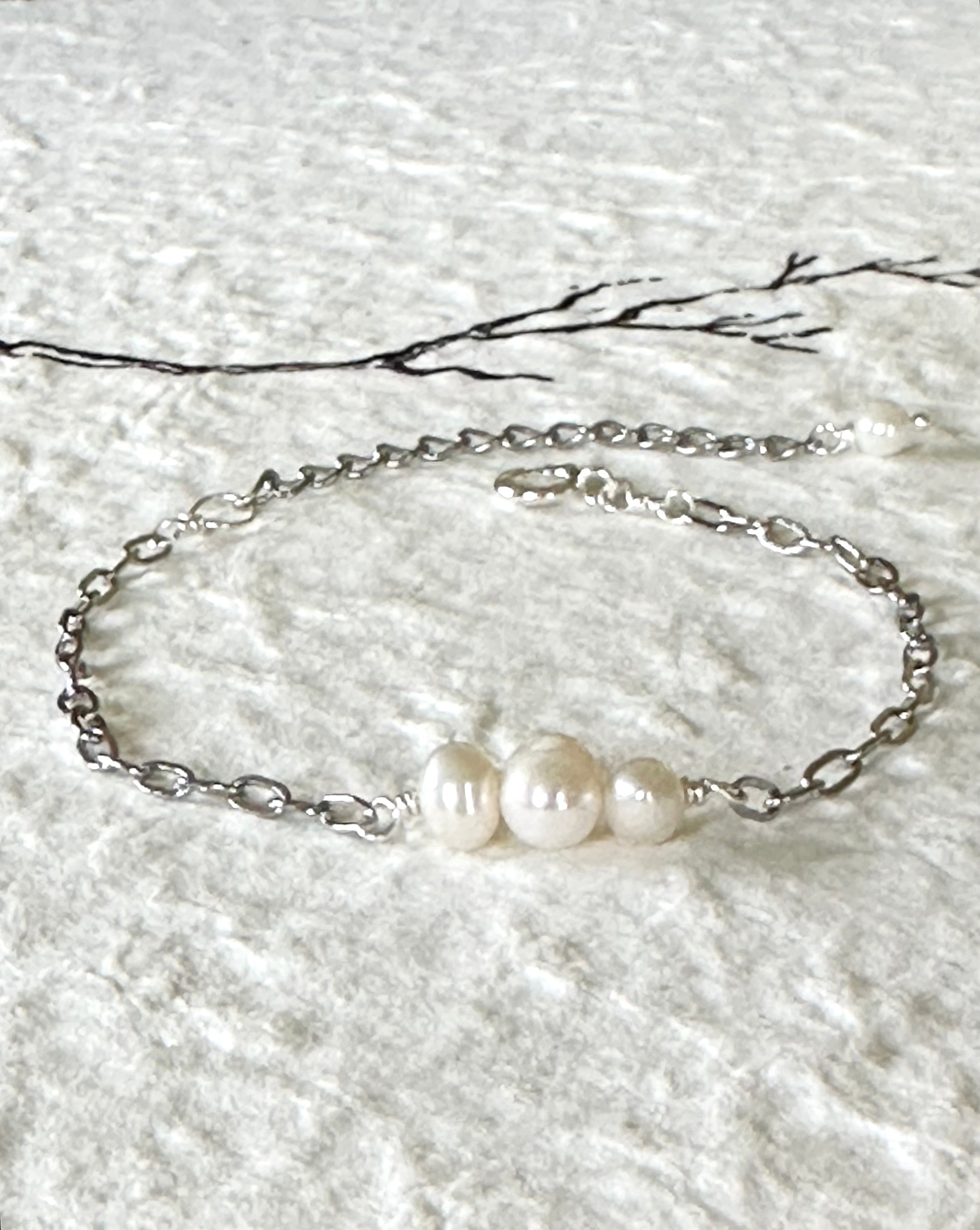 Pearl Paperclip Chain Bracelet