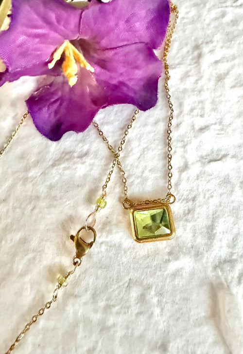 Baguette Cut Birthstone Necklace