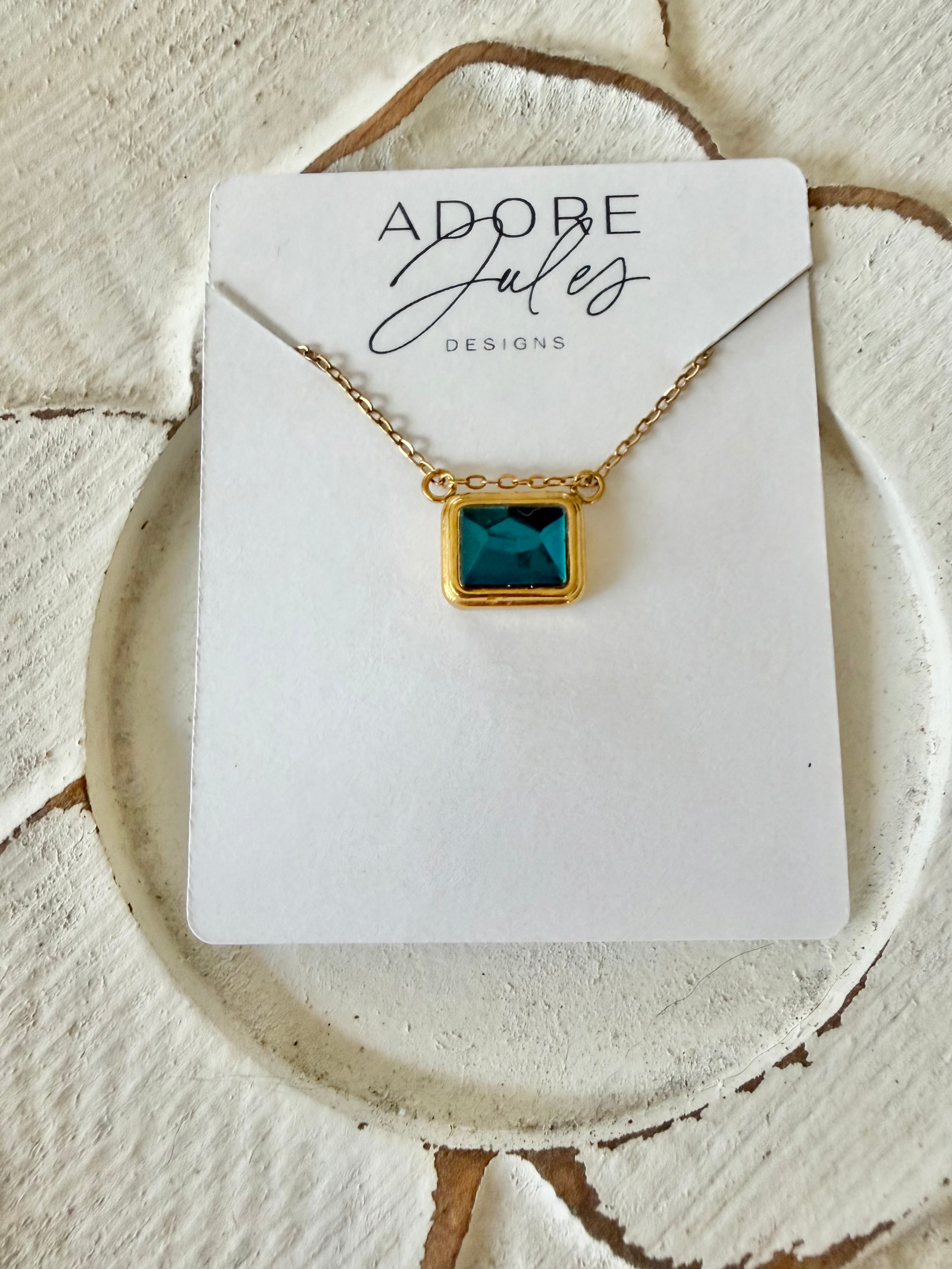 Baguette Cut Birthstone Necklace