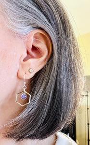 Hexagon Gemstone Earrings