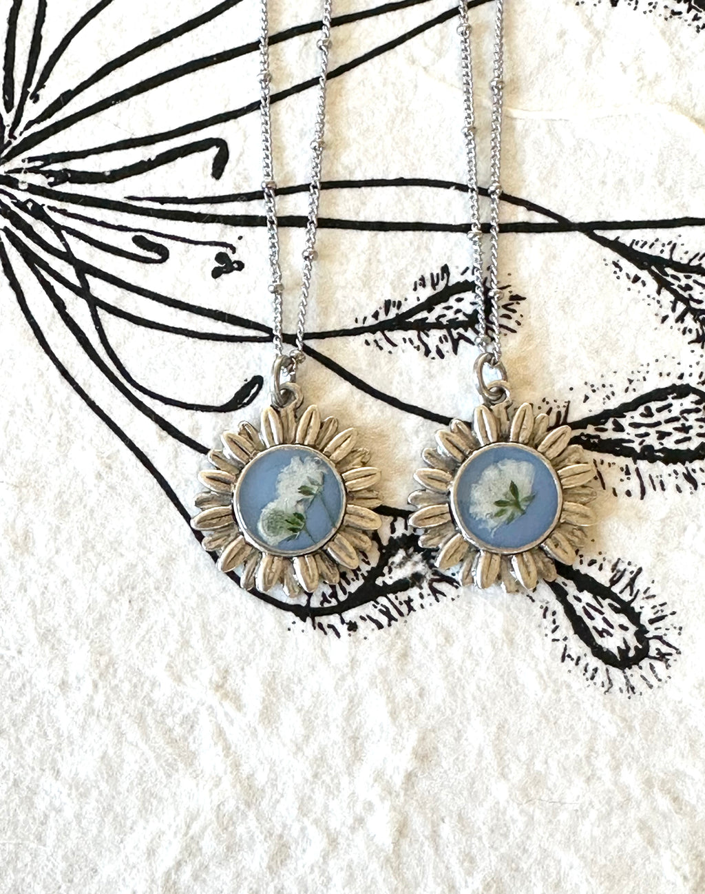 Floral Aster Pendant Necklace