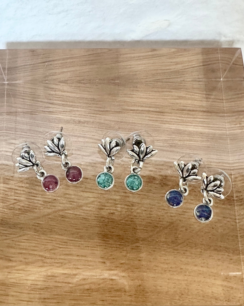 Lotus Gemstone Stud Earrings