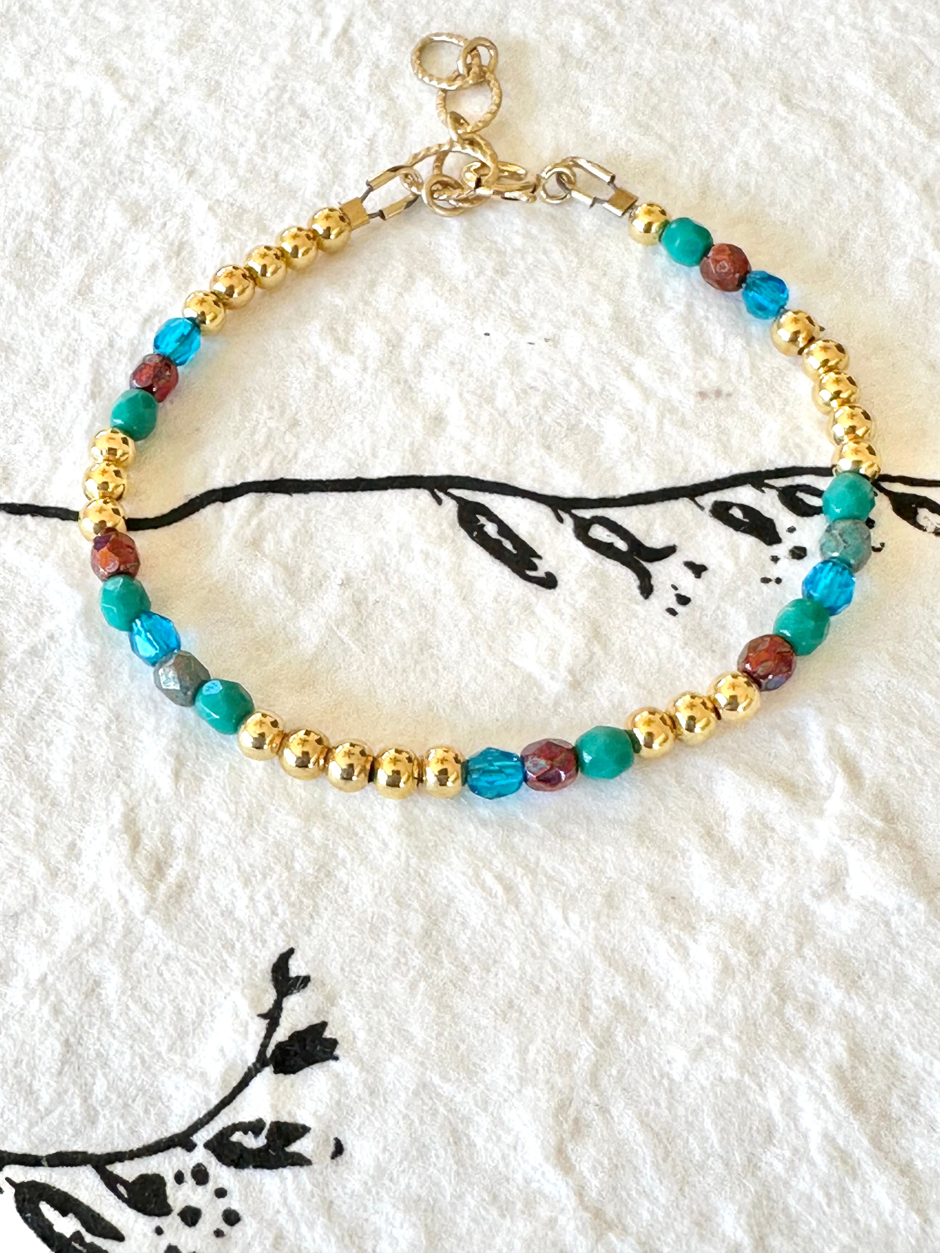 14K Gold-filled & Czech Glass Beads Bracelet
