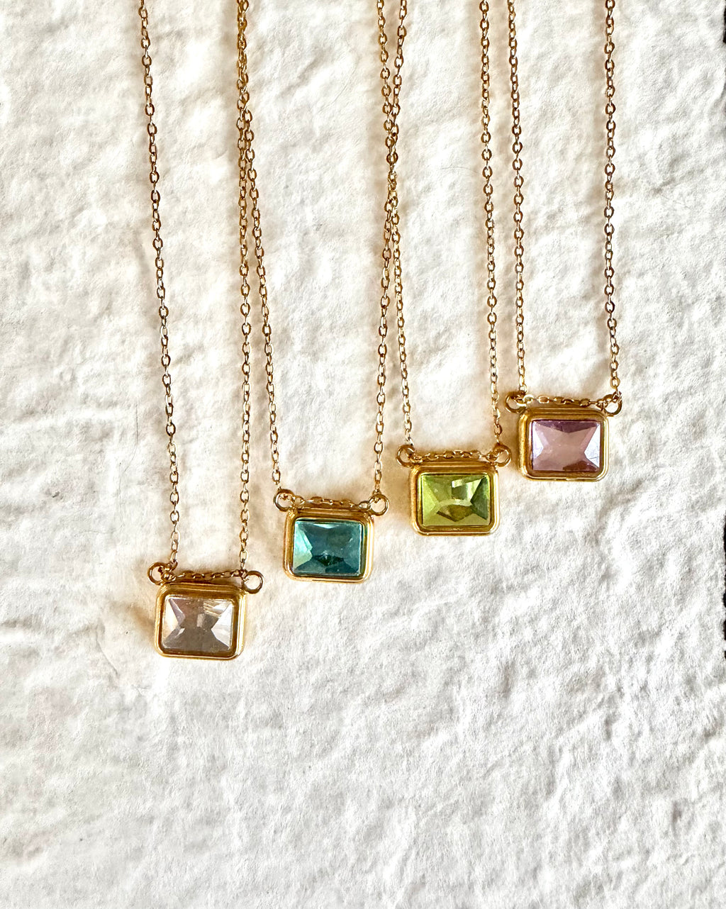 Baguette Cut Birthstone Necklace