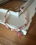 Carved Peach Charm & Pink Opal Bracelet