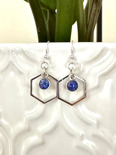 Hexagon Gemstone Earrings