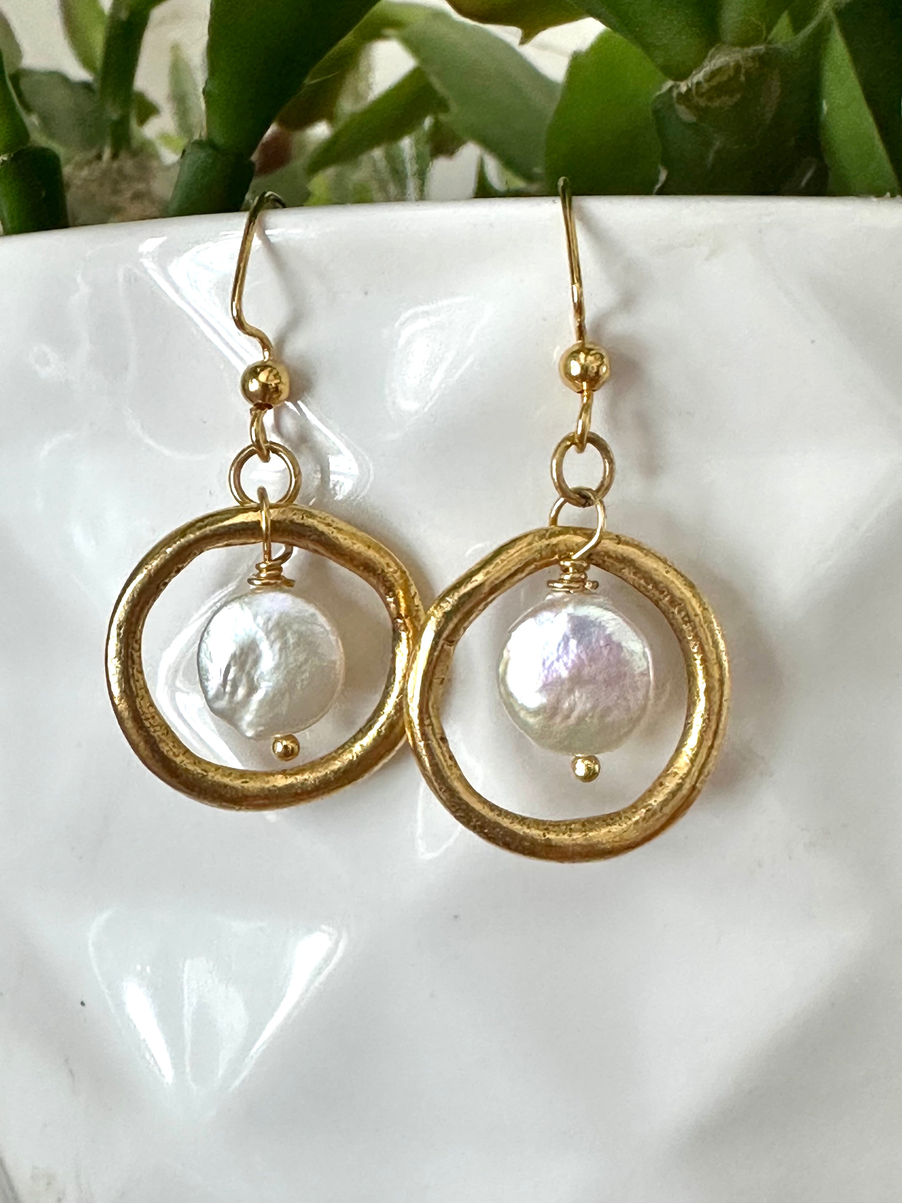 Organic Gem Hoops