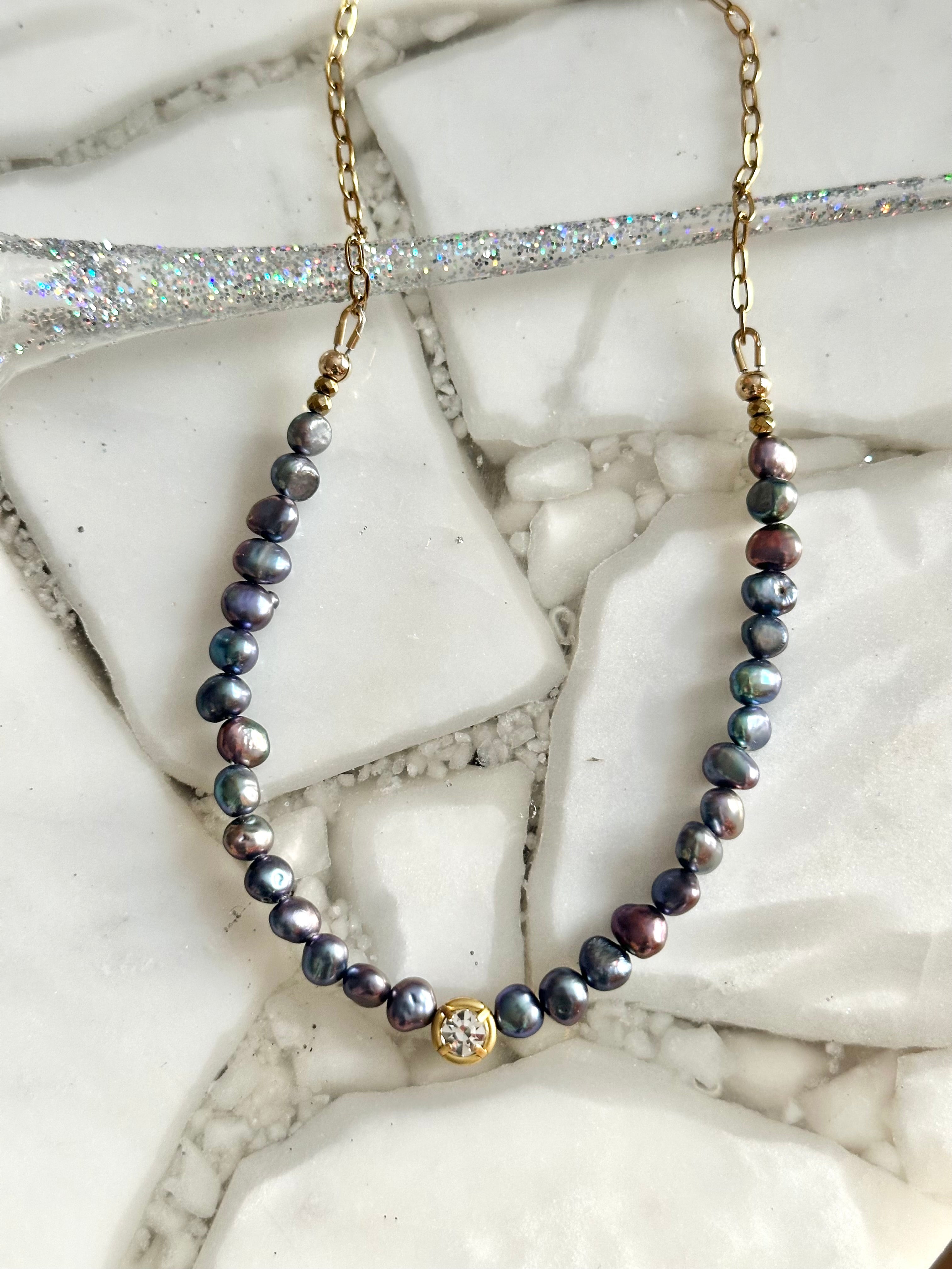 Luxe Peacock Pearl Necklace