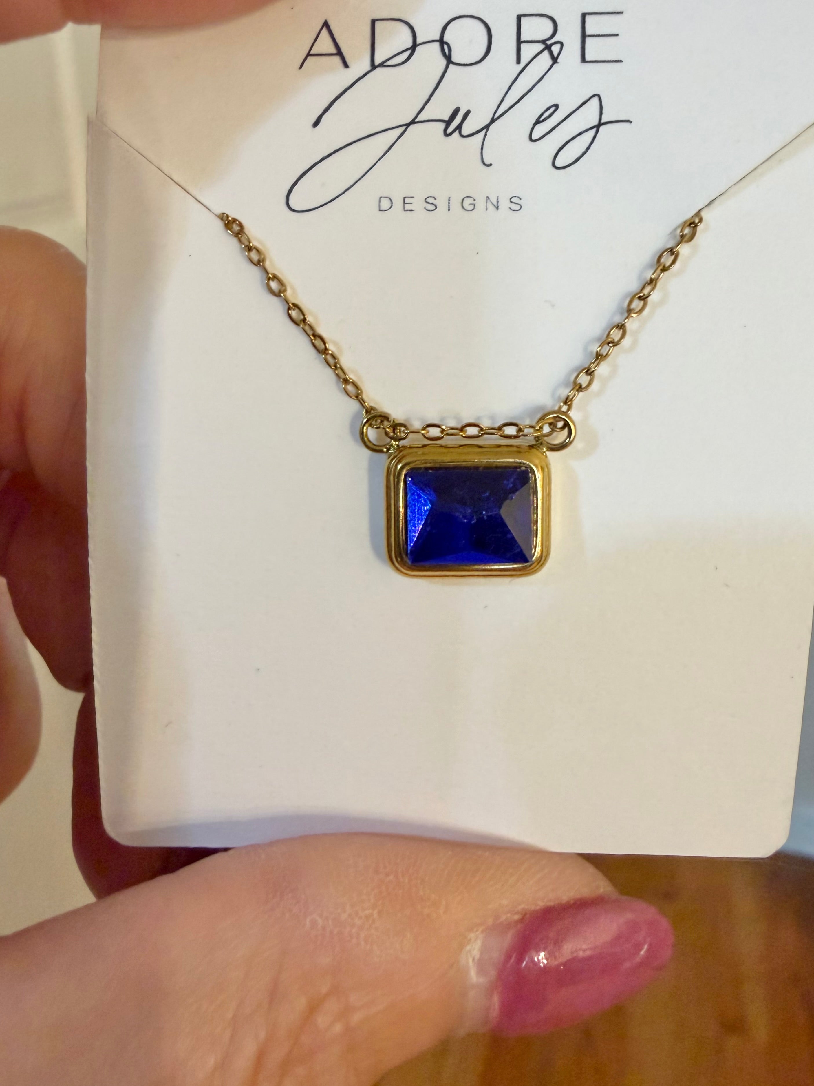 Baguette Cut Birthstone Necklace