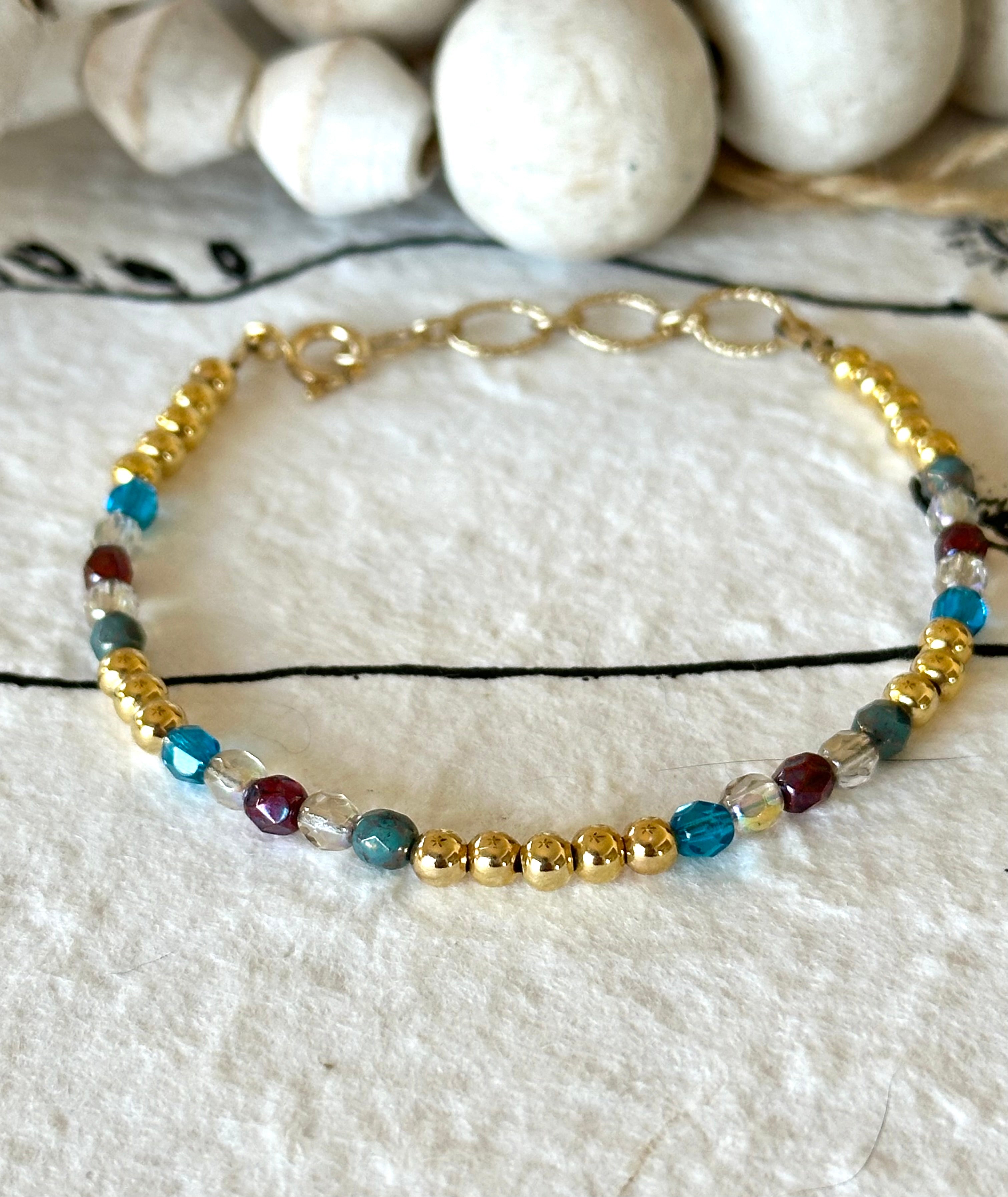 14K Gold-filled & Czech Glass Beads Bracelet
