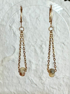 Chain & Gemstone Leverback Earrings