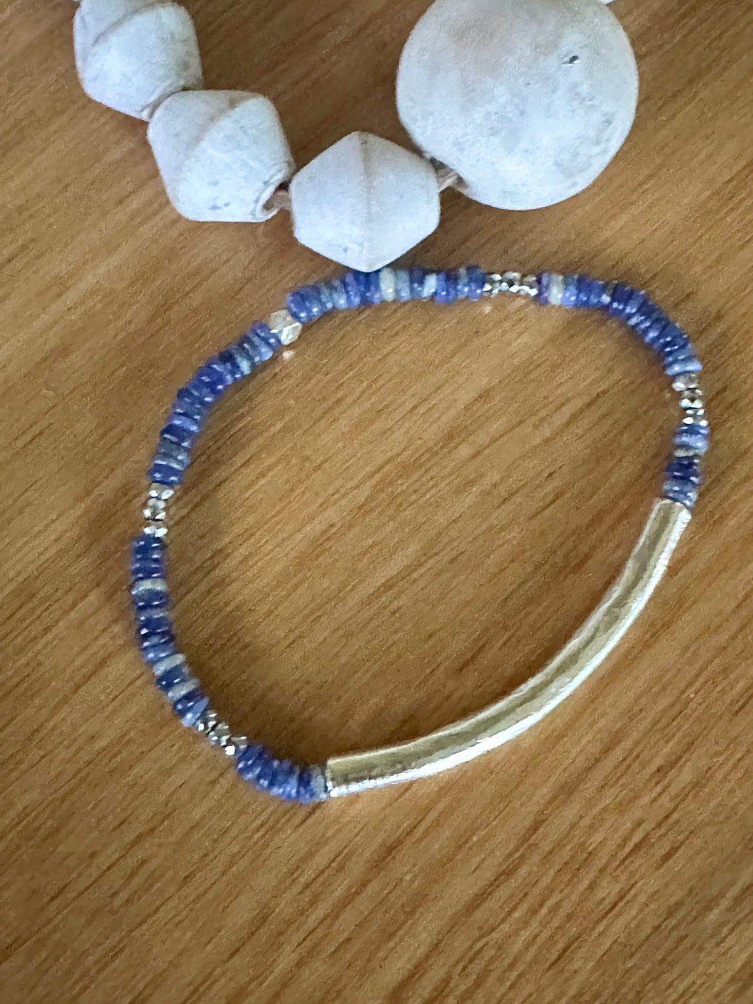 Sodalite Tube Stretch Bracelet