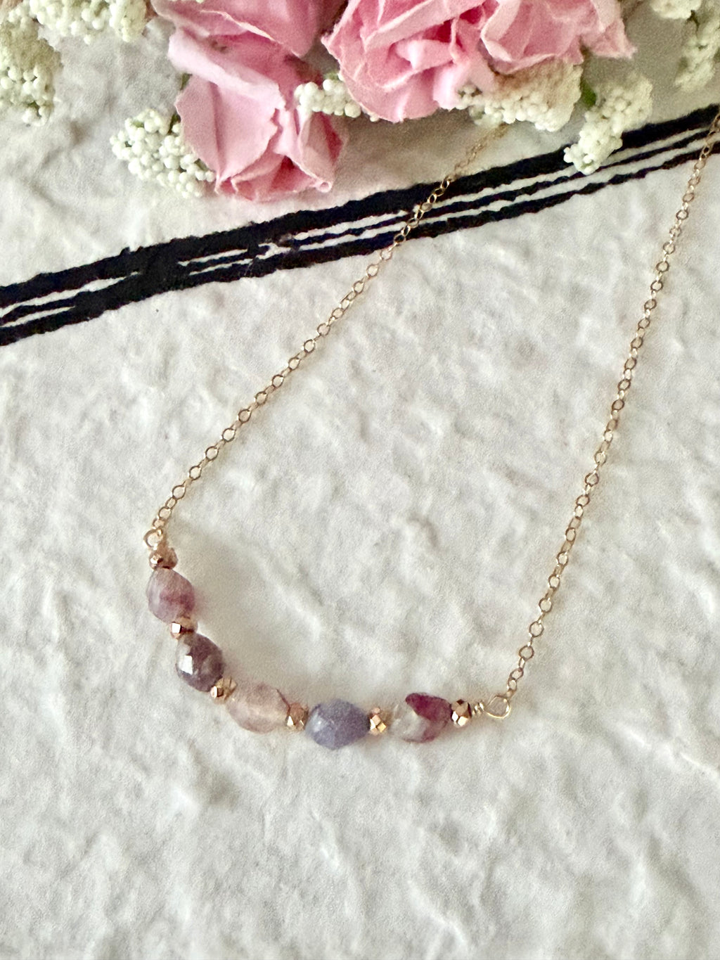 Pink & Purple Tourmaline Gold-filled Necklace