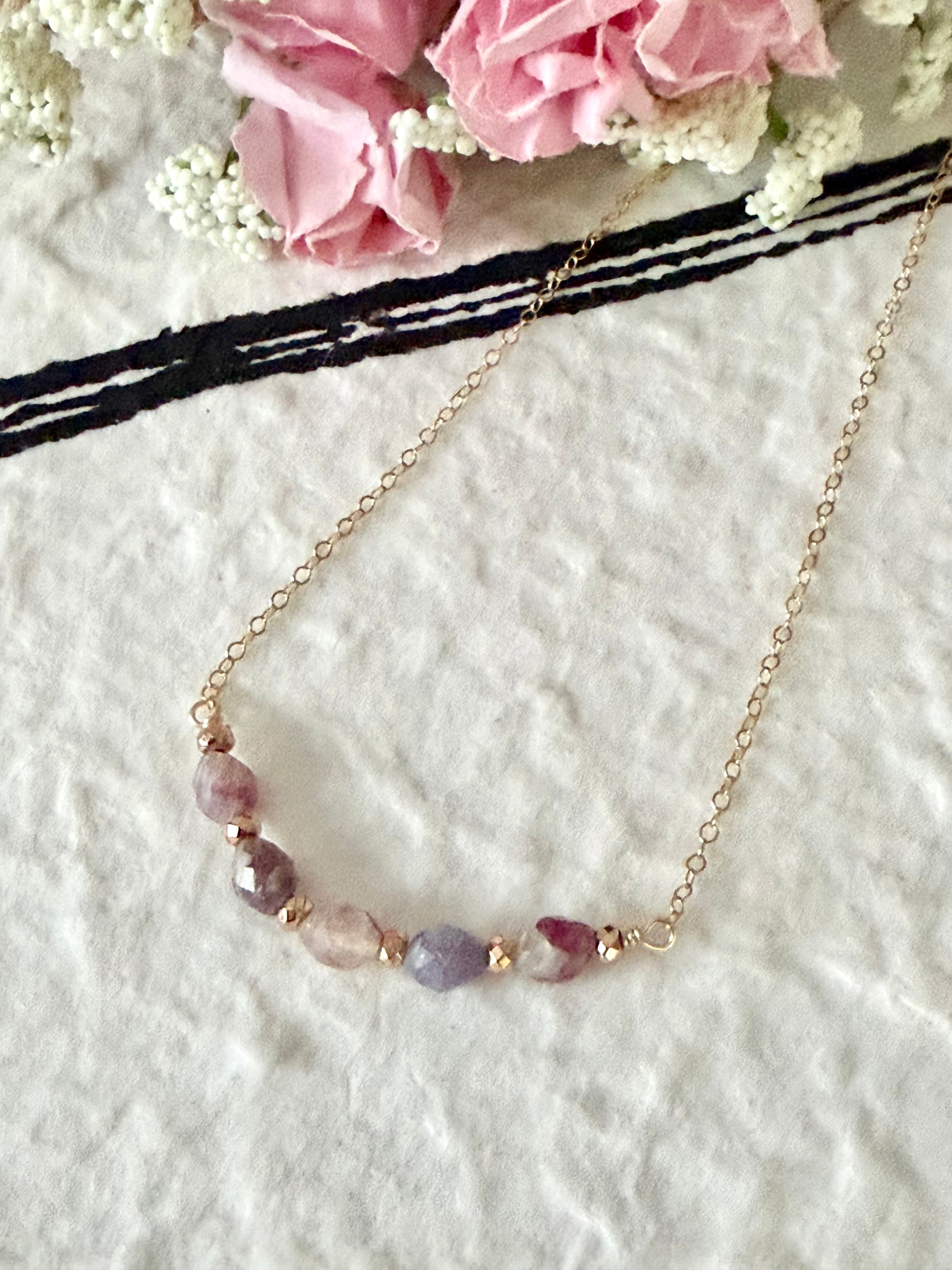 Pink & Purple Tourmaline Gold-filled Necklace
