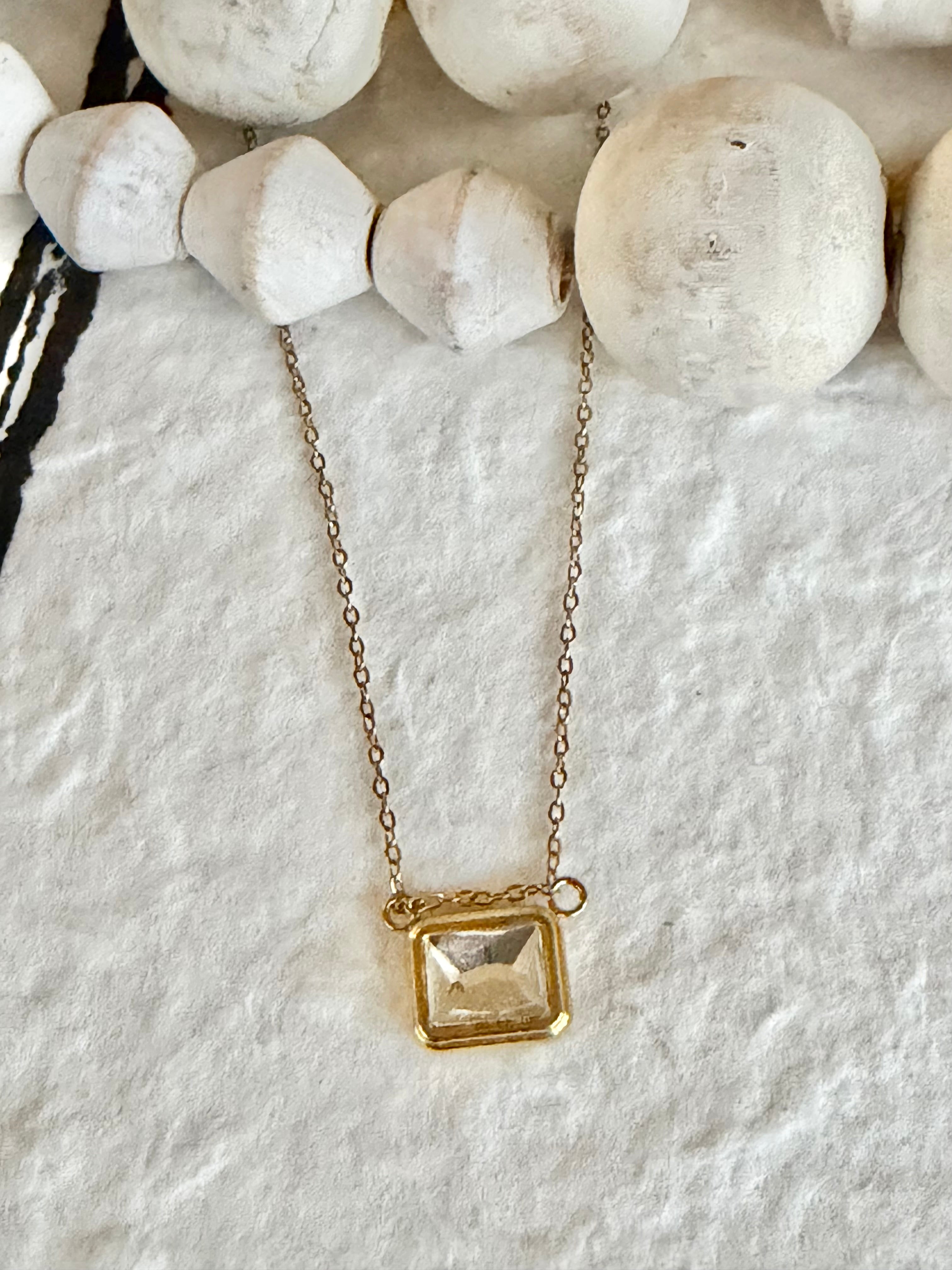 Baguette Cut Birthstone Necklace