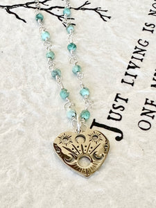 Celestial Gemstone Heart Necklace