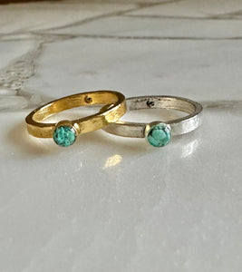Hammered Stacking Ring with Crushed Gemstones