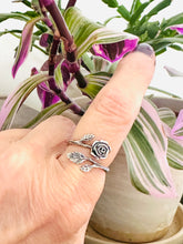 Sterling Silver Rose Adjustable Ring