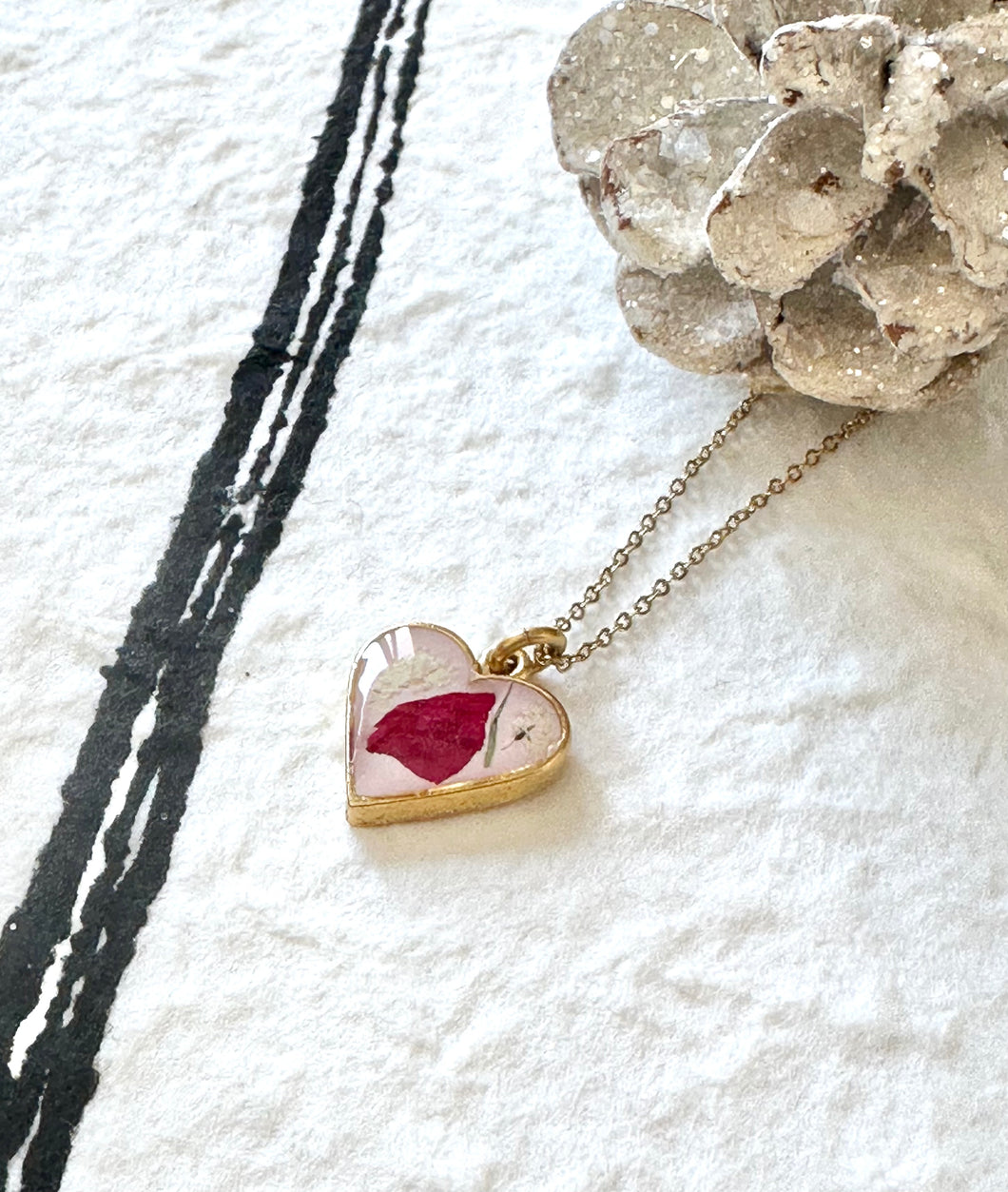 Heart Rose Petal Necklace