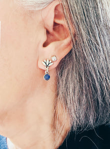 Lotus Gemstone Stud Earrings