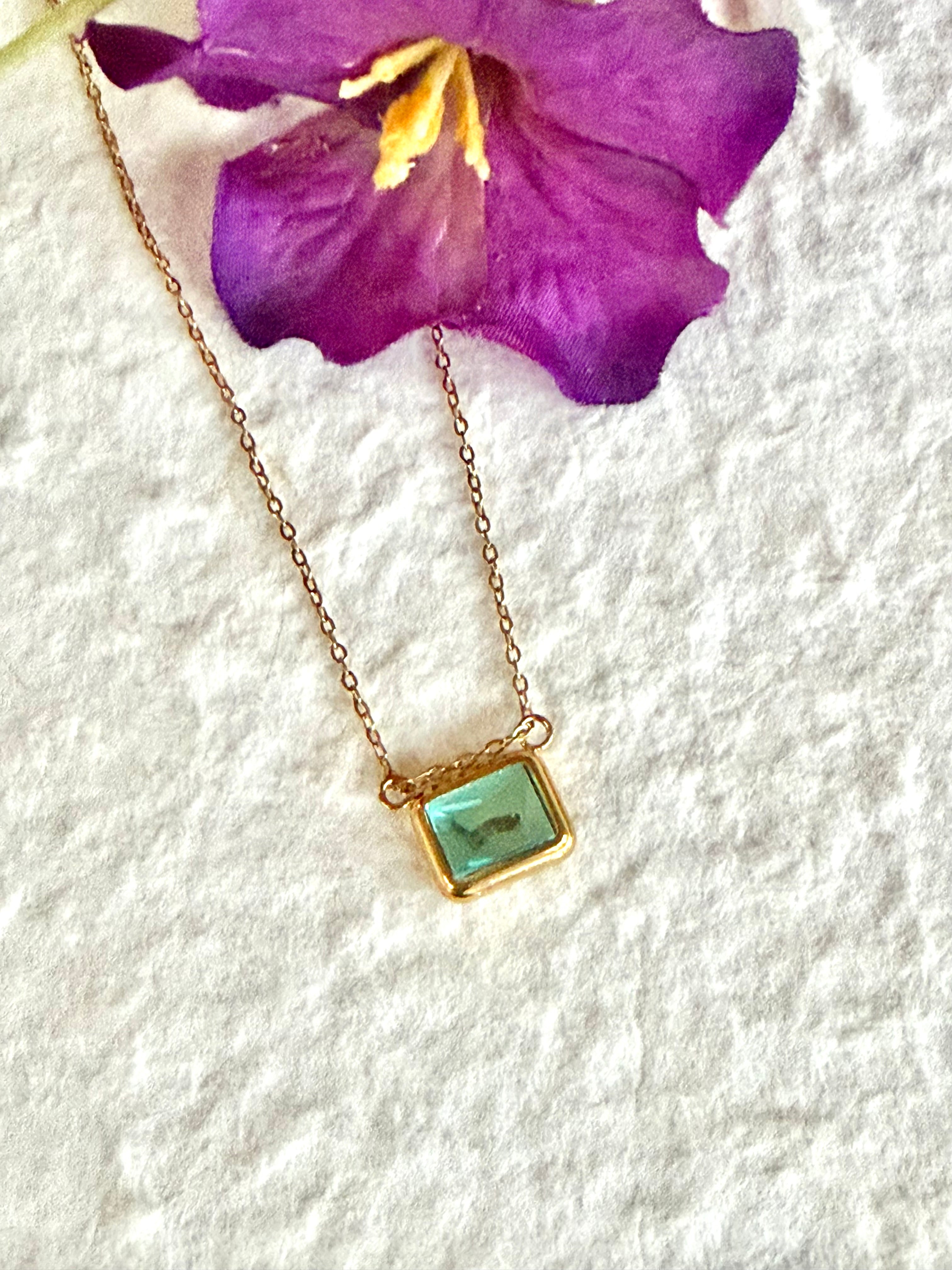 Baguette Cut Birthstone Necklace