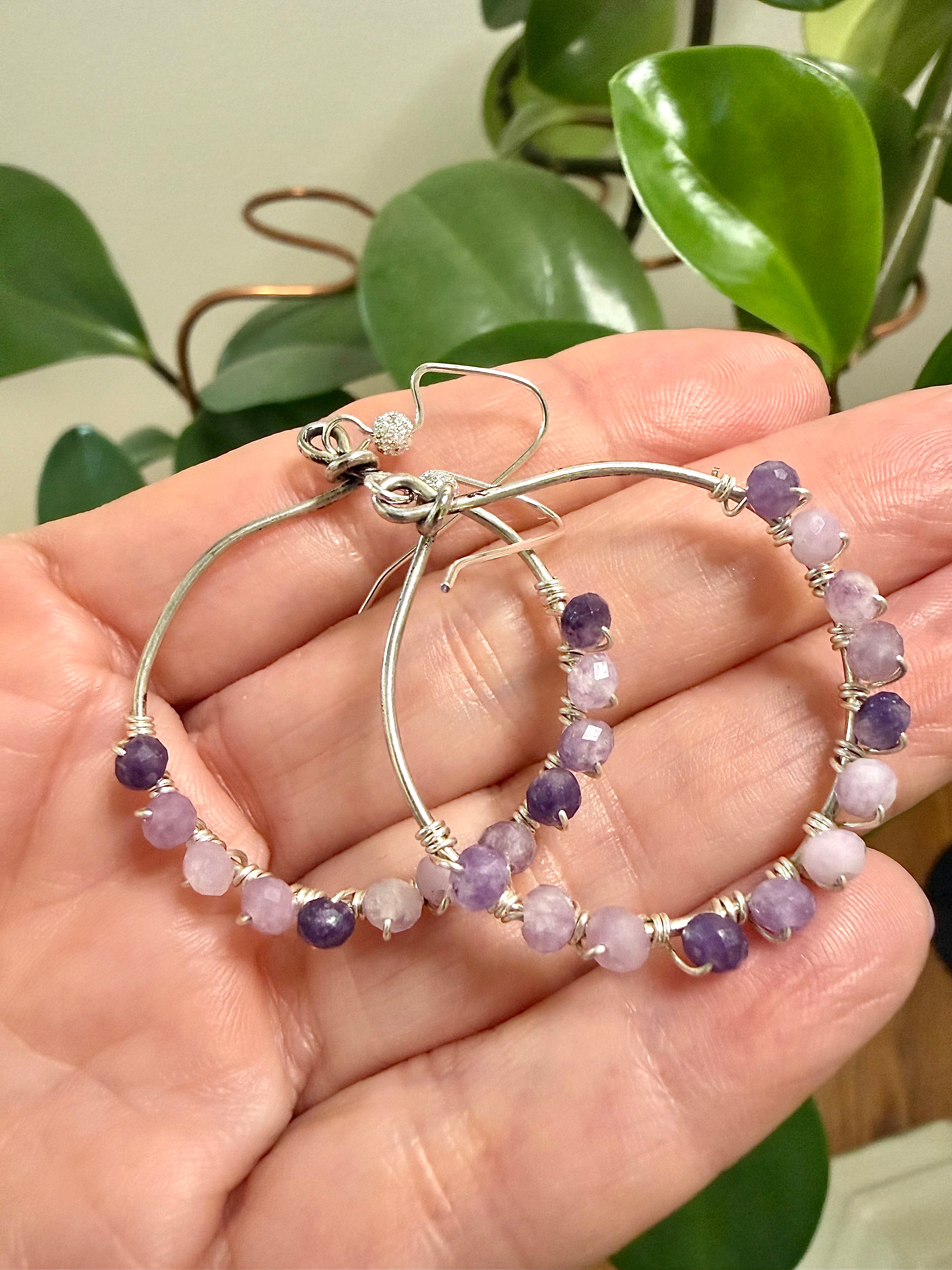 Gemstone Hoop Earrings