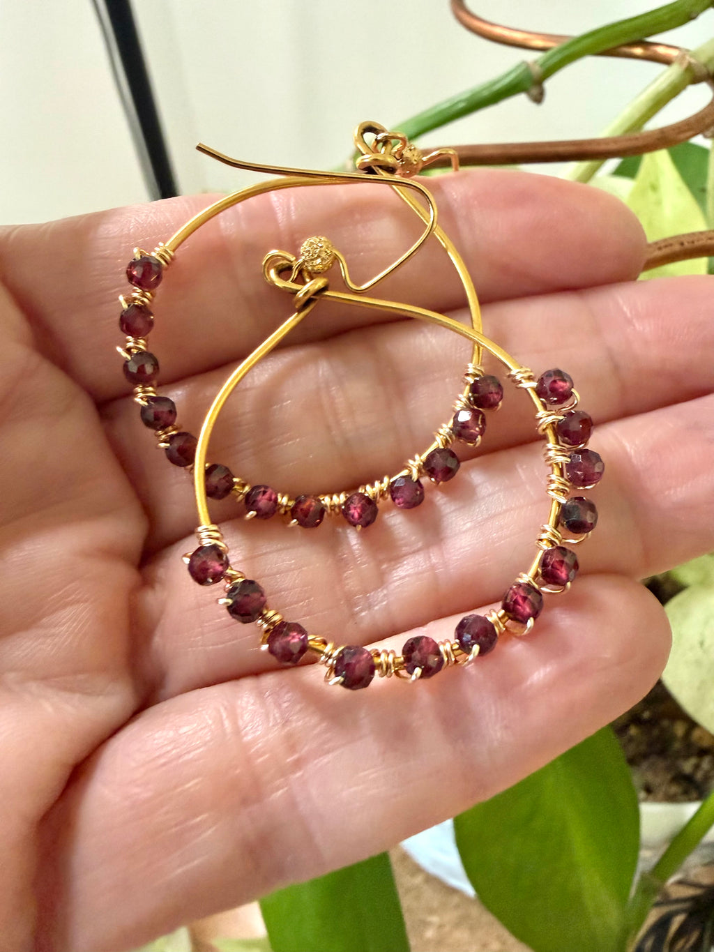 Gemstone Hoop Earrings