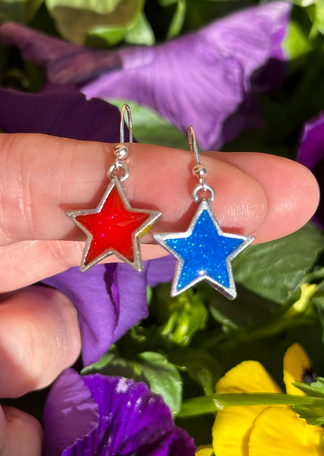 Red & Blue Star Earrings