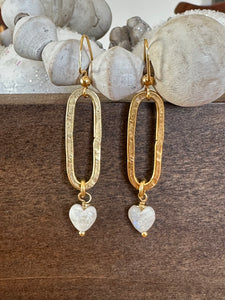 Gemstone Heart Dangle Earrings