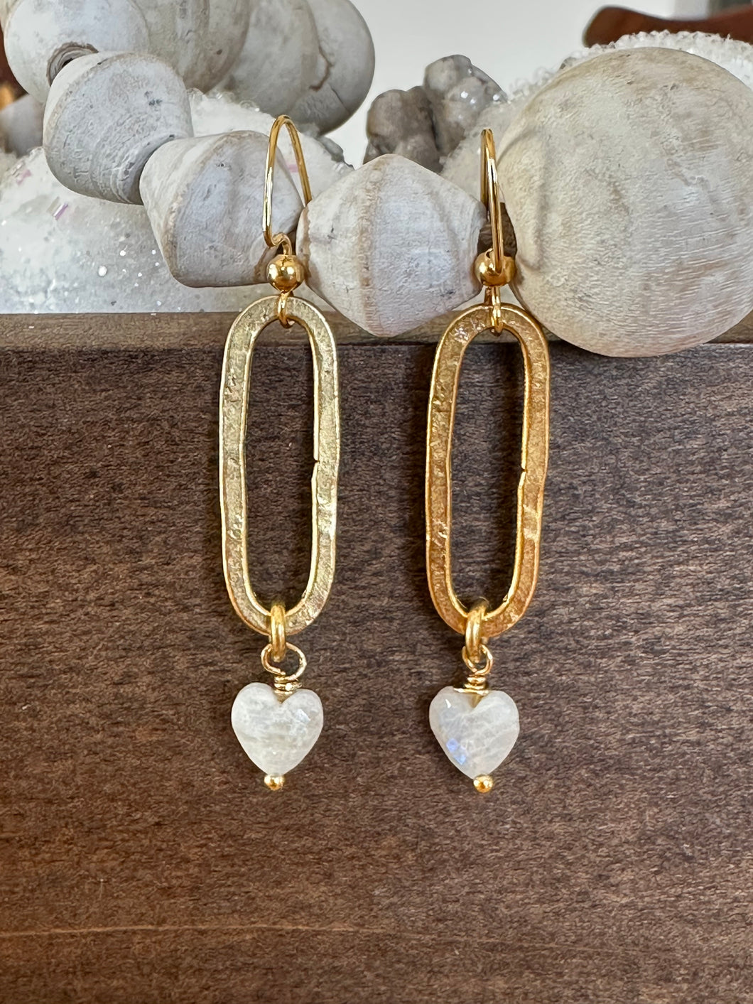 Gemstone Heart Dangle Earrings