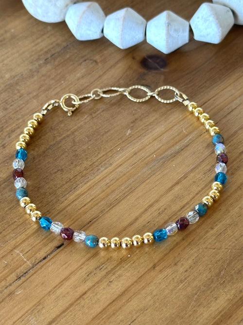 14K Gold-filled & Czech Glass Beads Bracelet