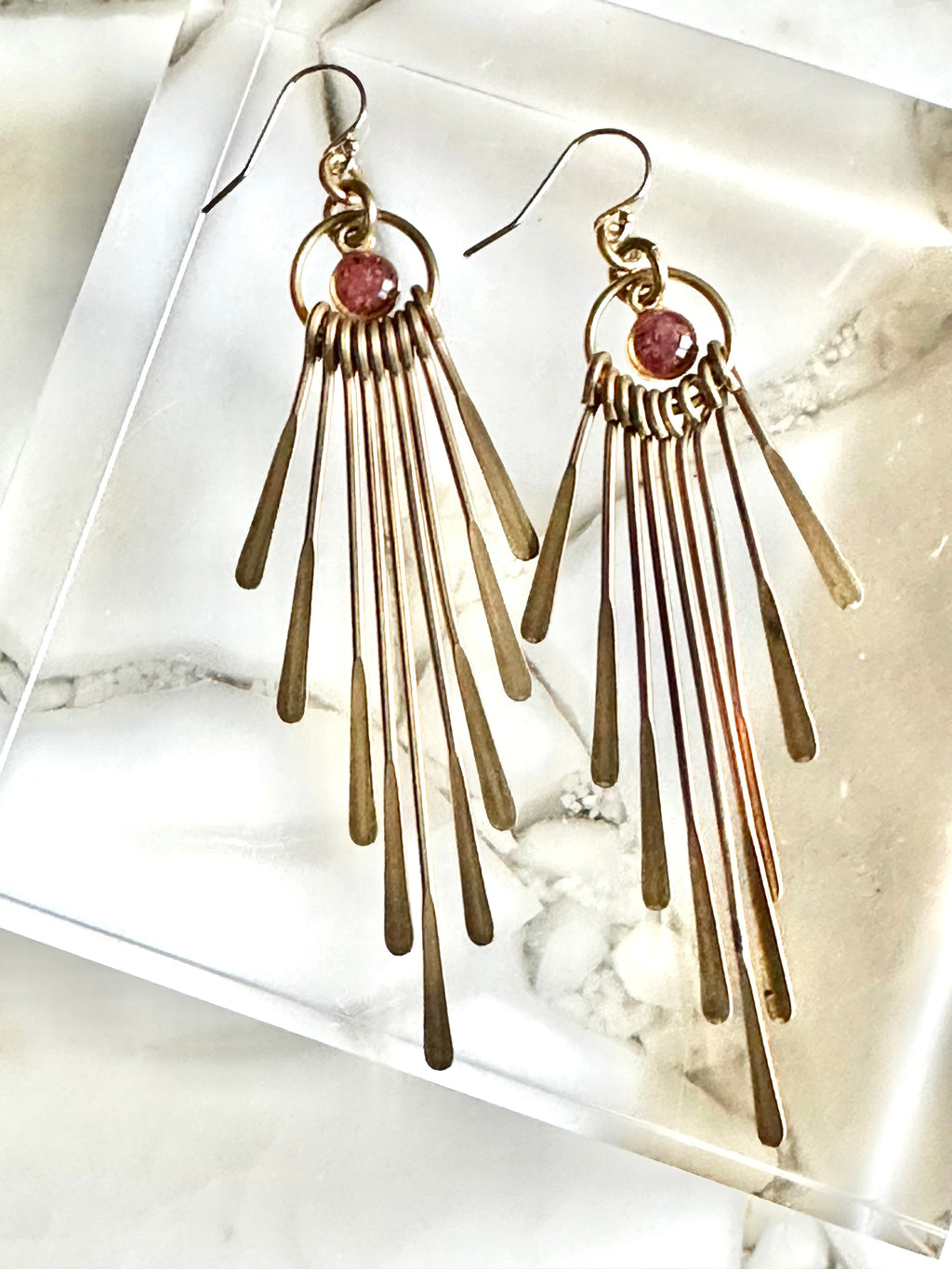 Graduated Paddle Gemstone Earrings