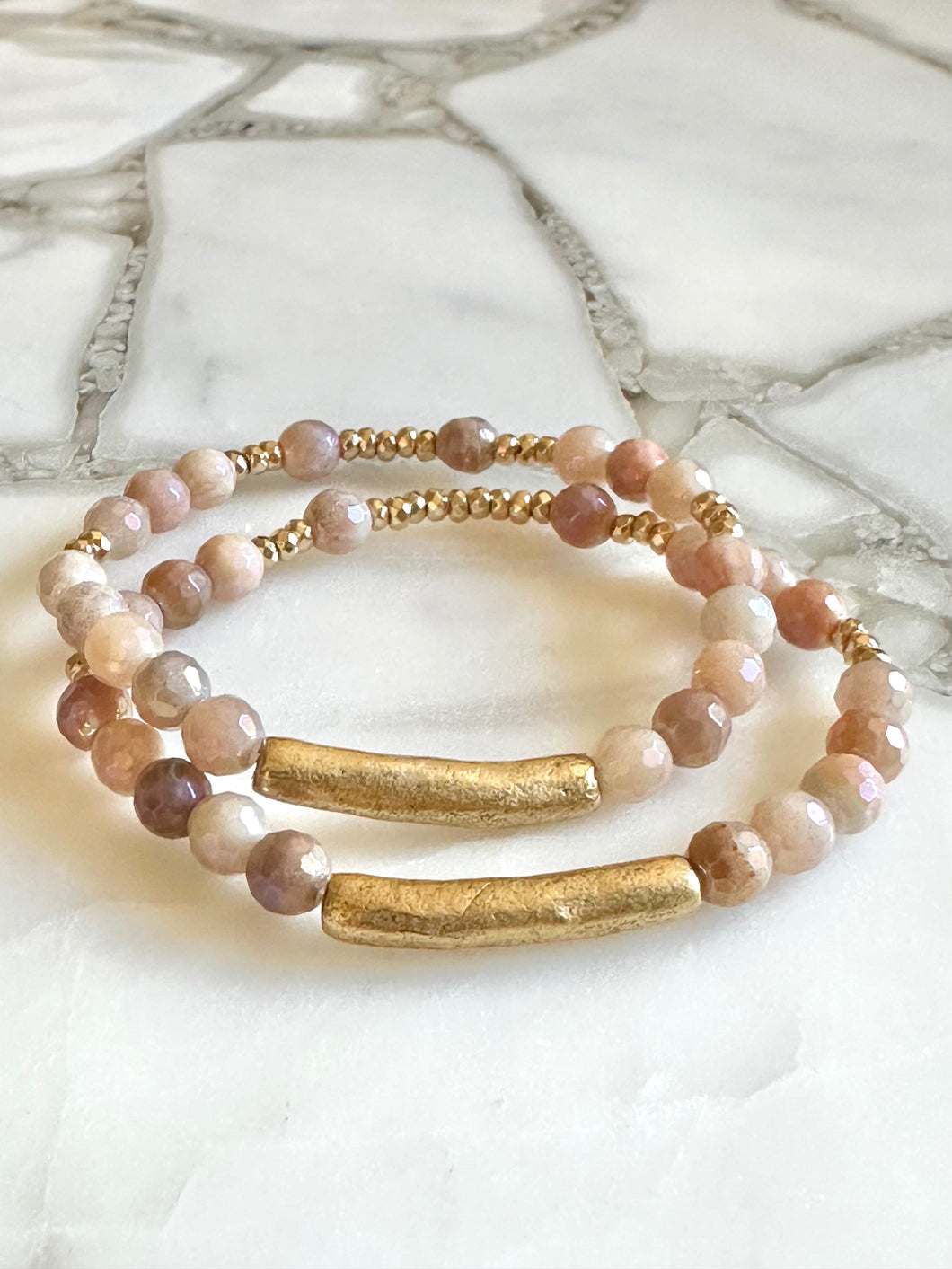 Peach Moonstone Stretch Bracelet