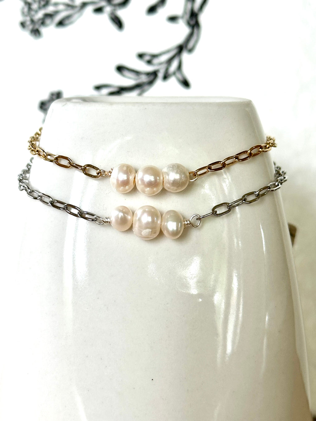 Pearl Paperclip Chain Bracelet