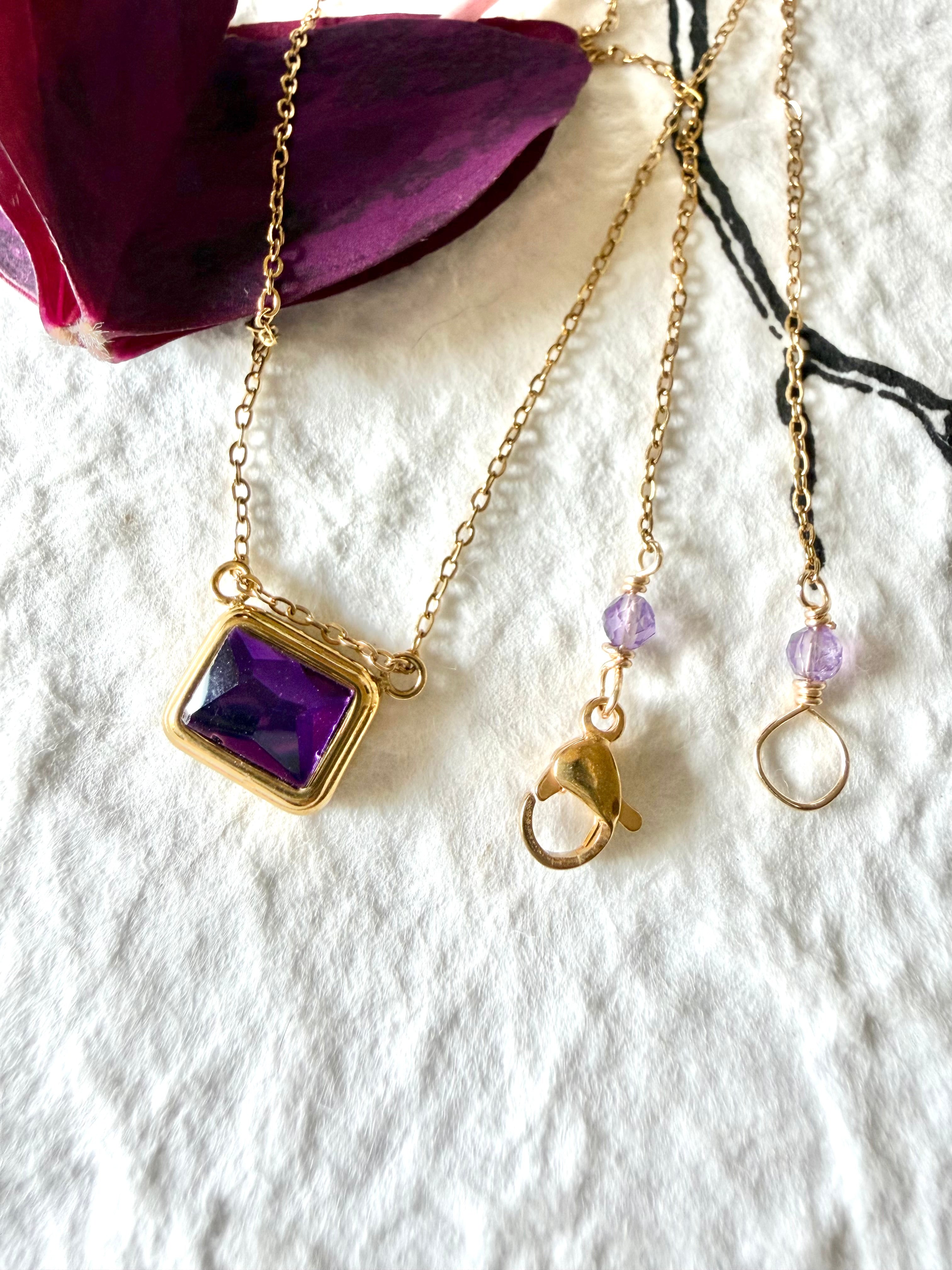 Baguette Cut Birthstone Necklace