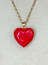 Puffed Enamel Heart Necklace