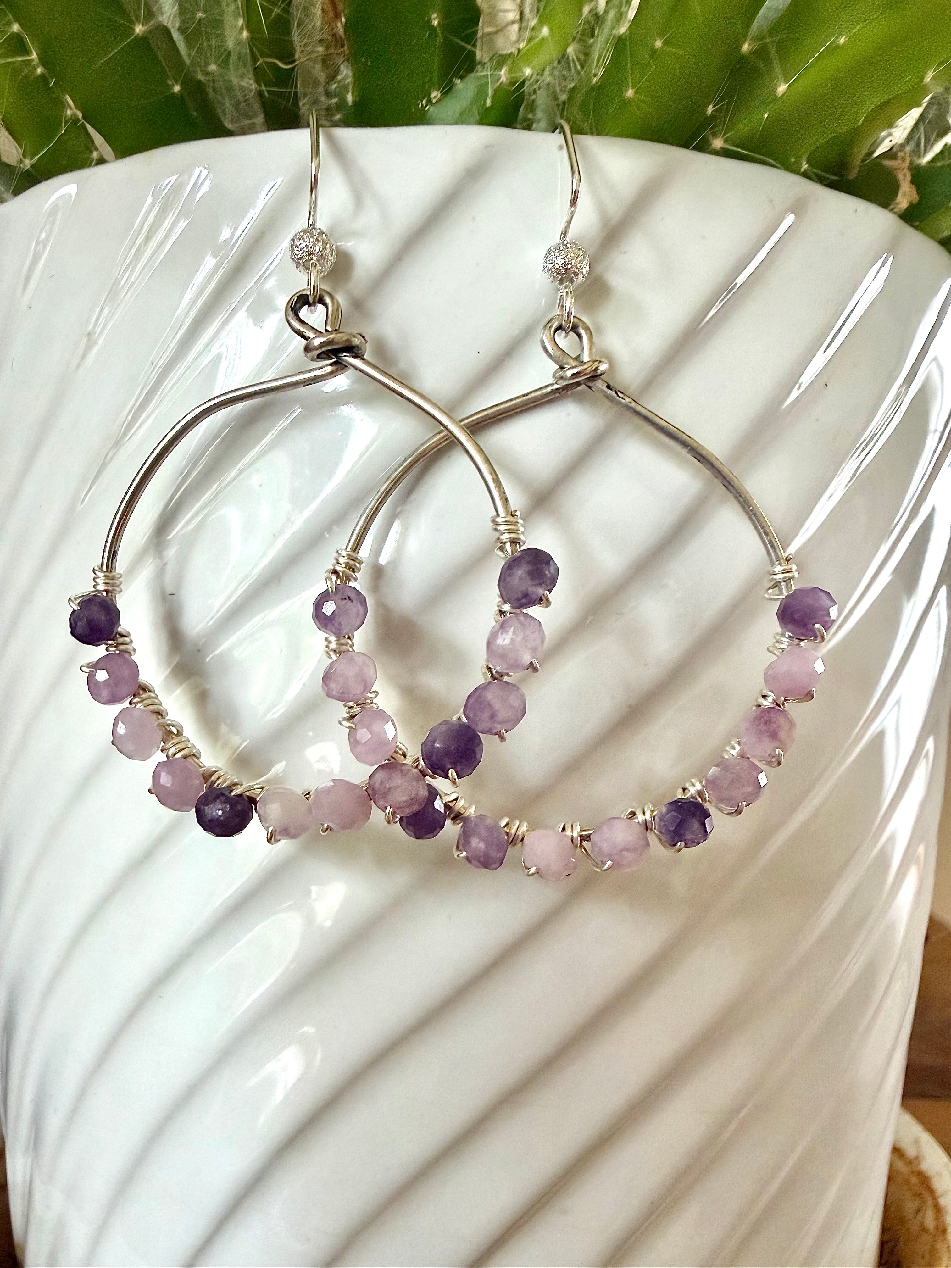 Gemstone Hoop Earrings
