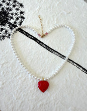 Puffed Enamel Heart Necklace