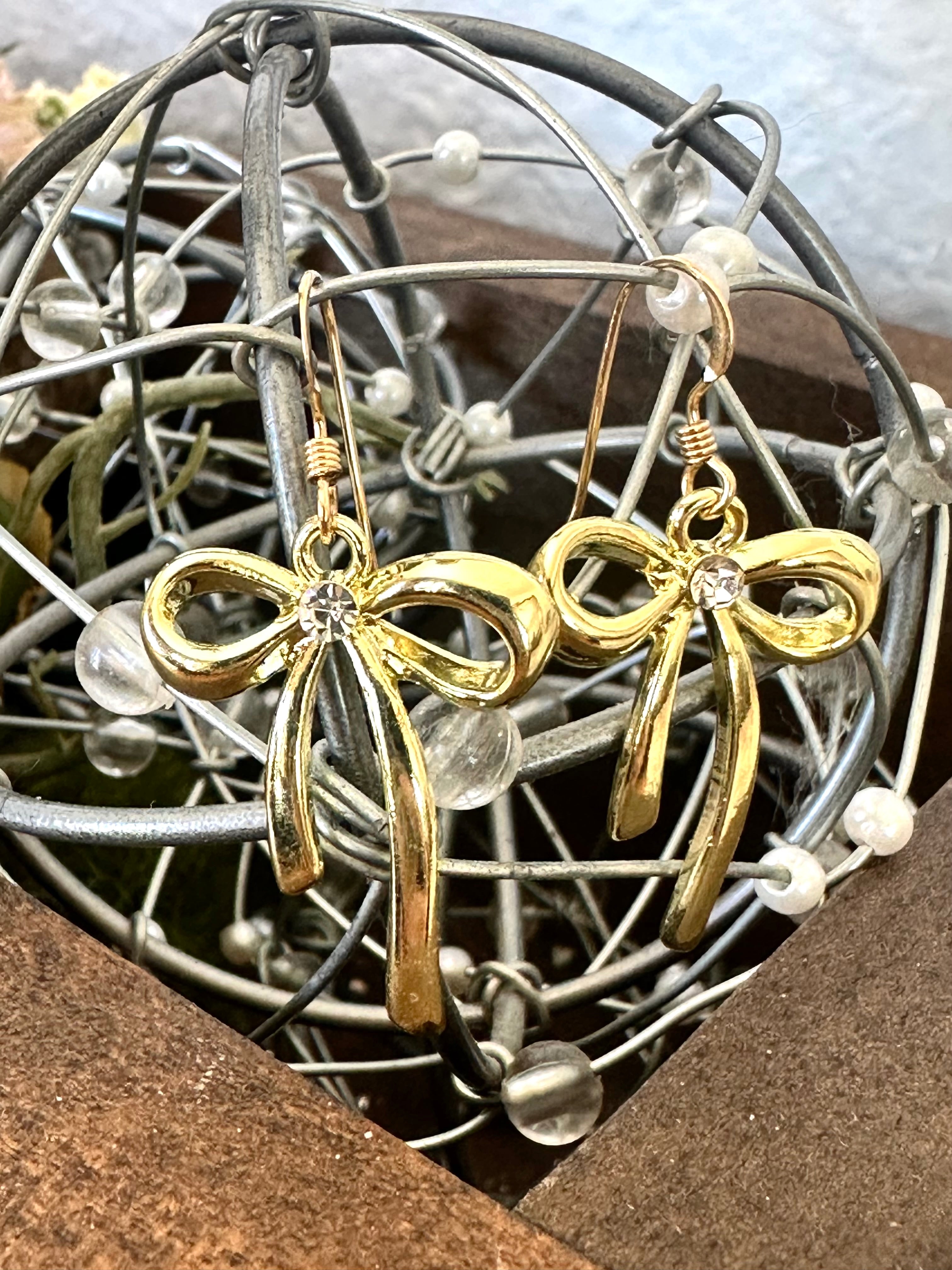 Rhinestone Bow Earrings