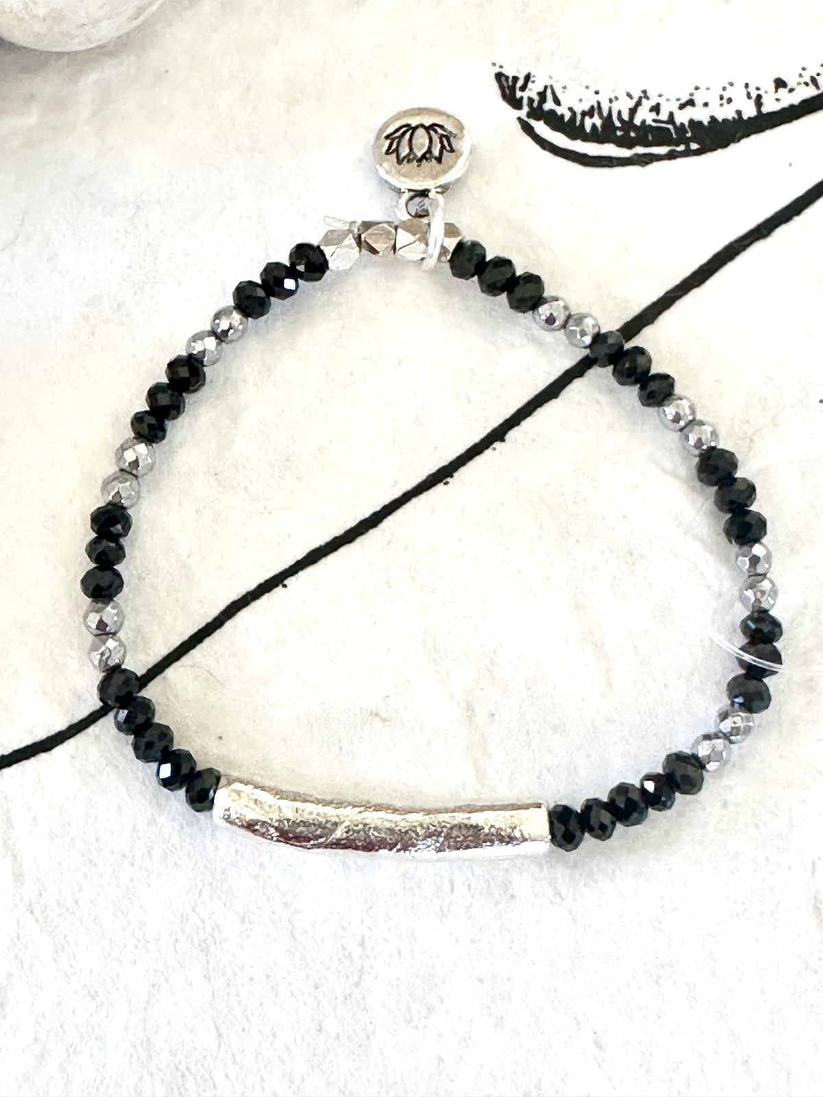 Black Spinel Tube Bracelet