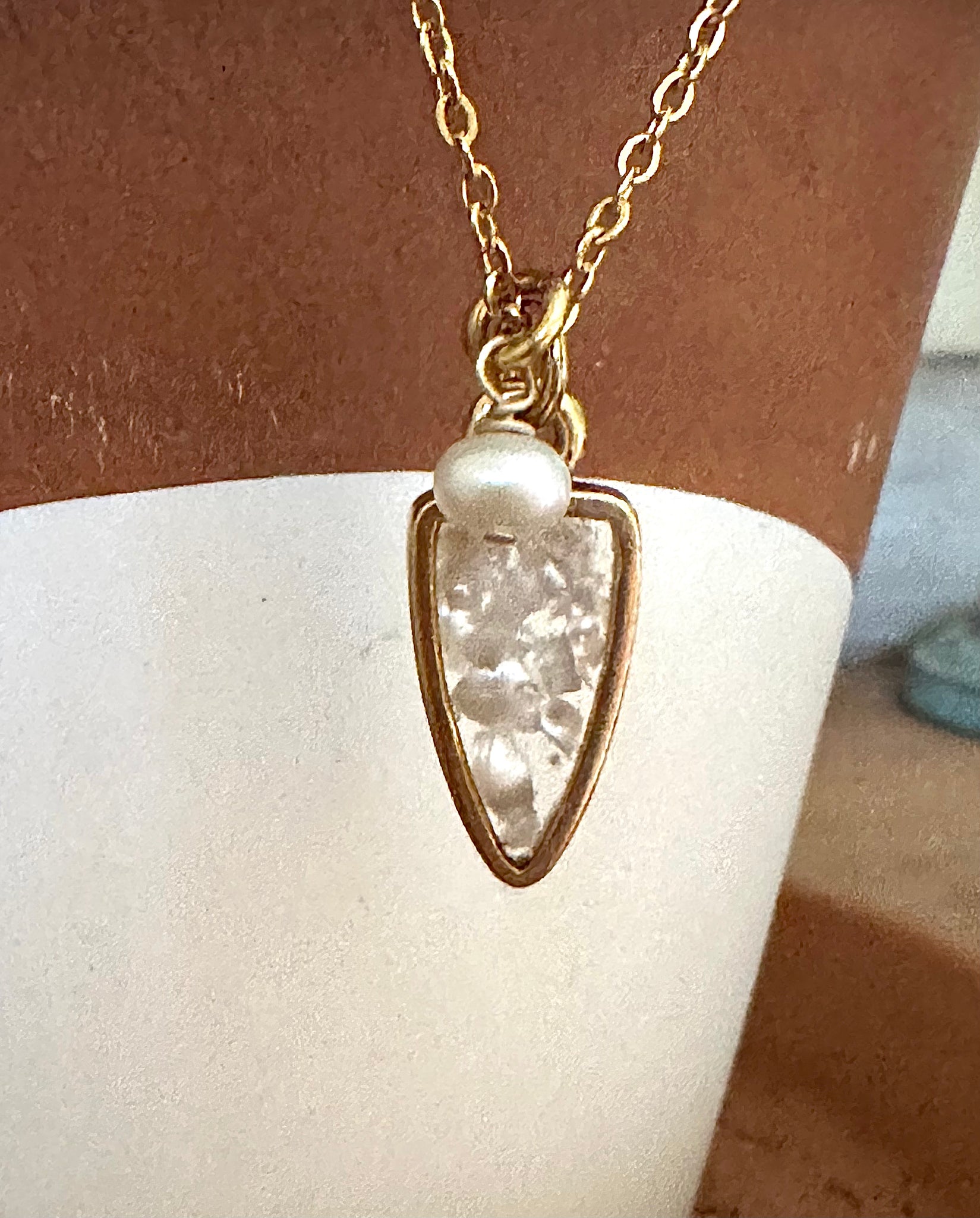 Arrowhead Crushed Pearl Necklace AdoreJules Designs