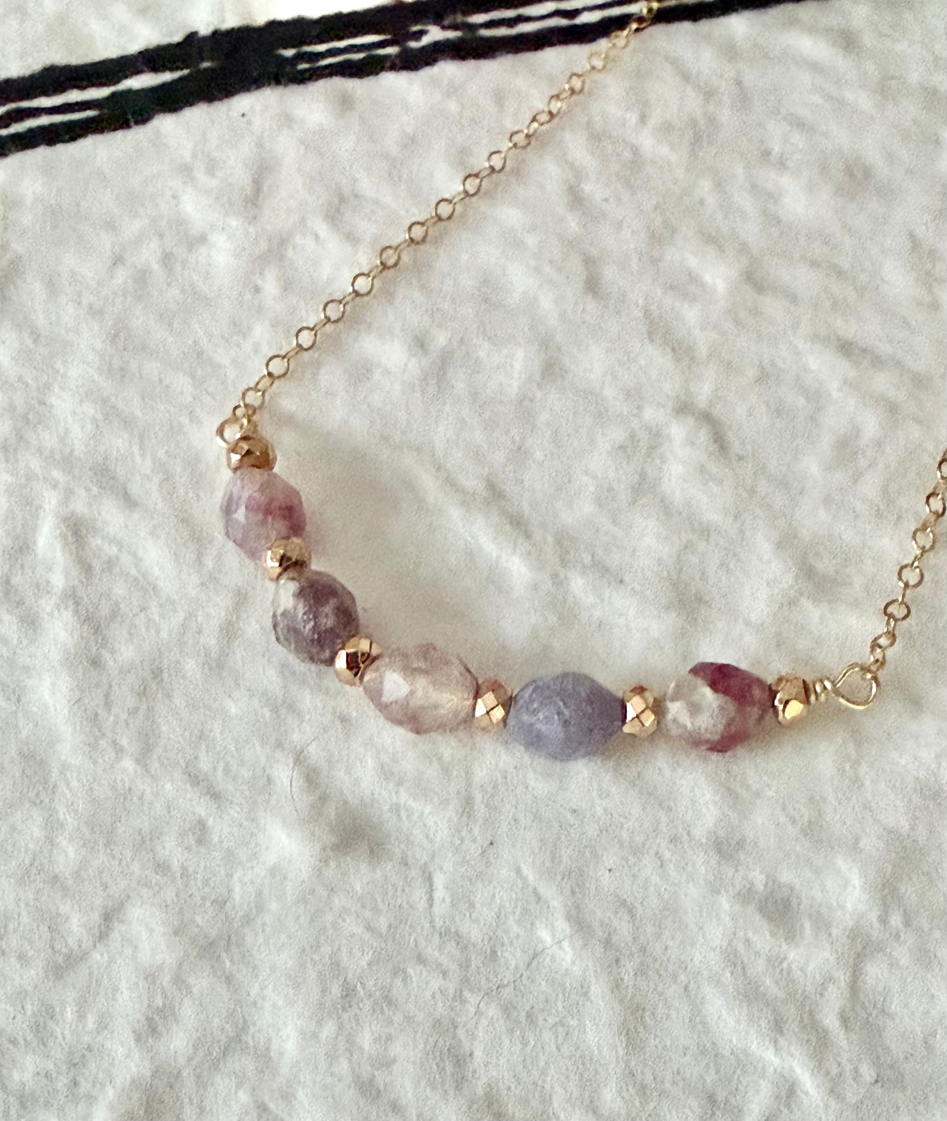 Pink & Purple Tourmaline Gold-filled Necklace