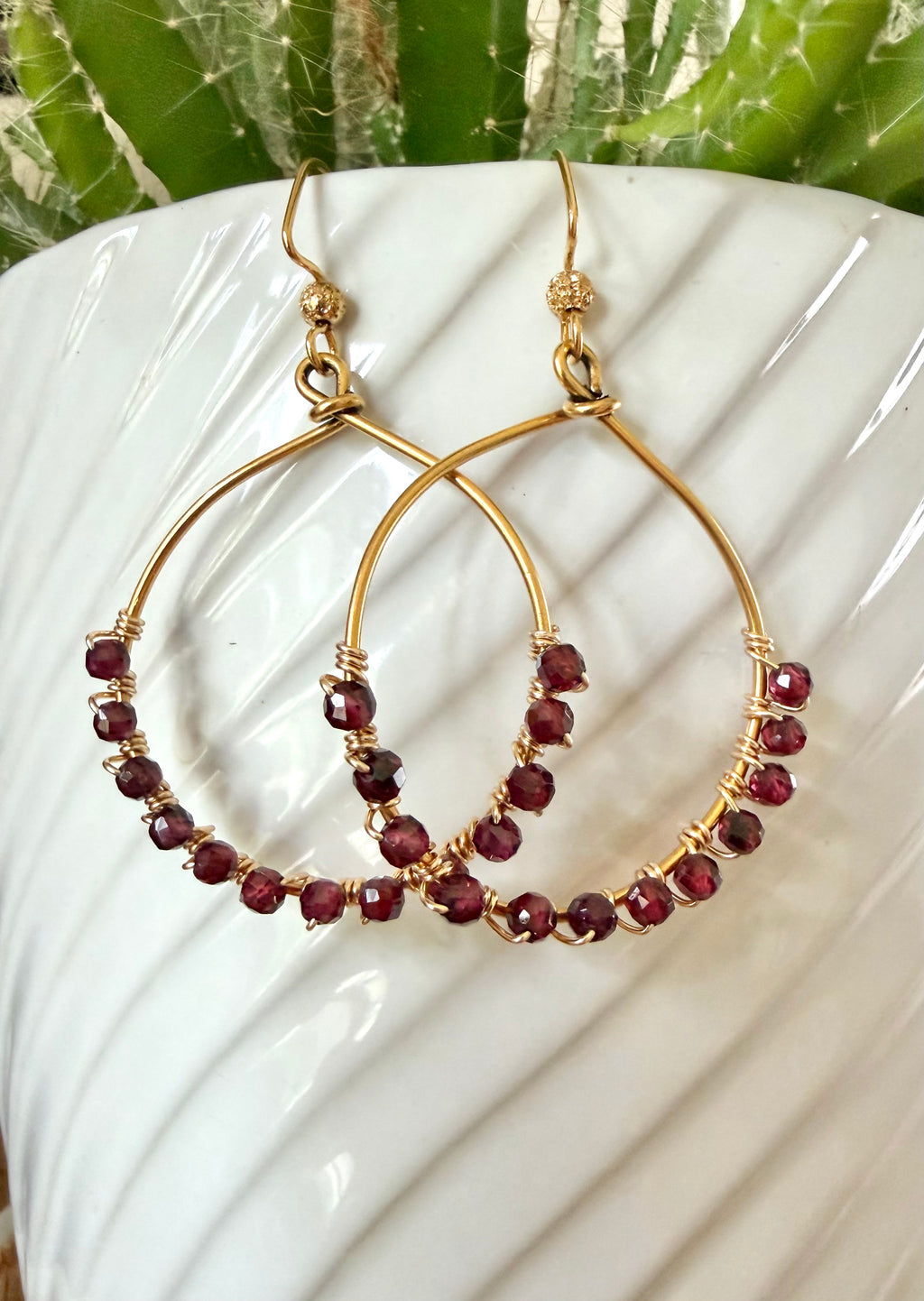 Gemstone Hoop Earrings