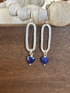 Gemstone Heart Dangle Earrings