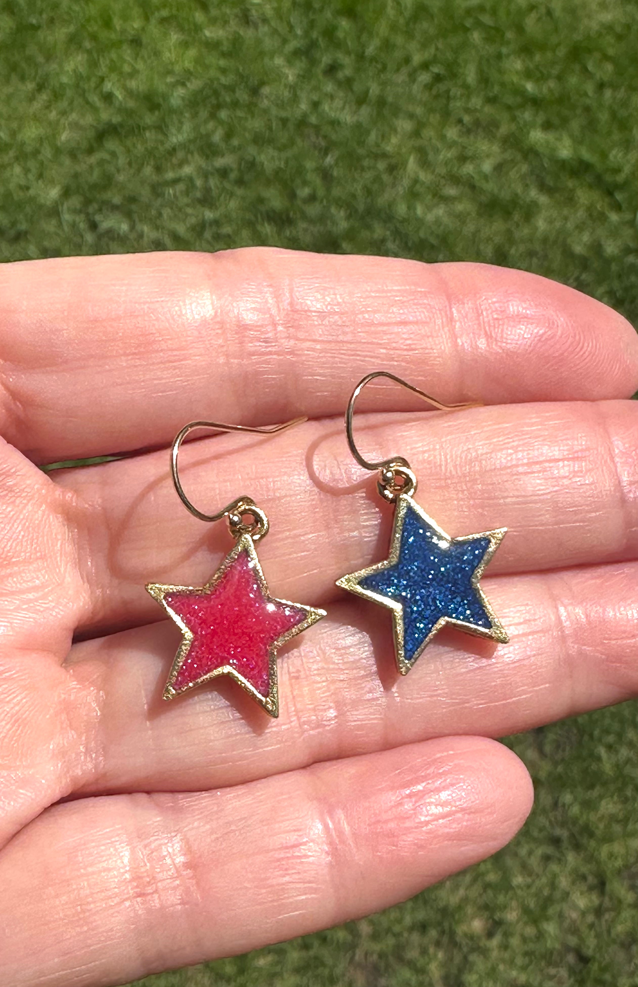 Red & Blue Festive Star Earrings