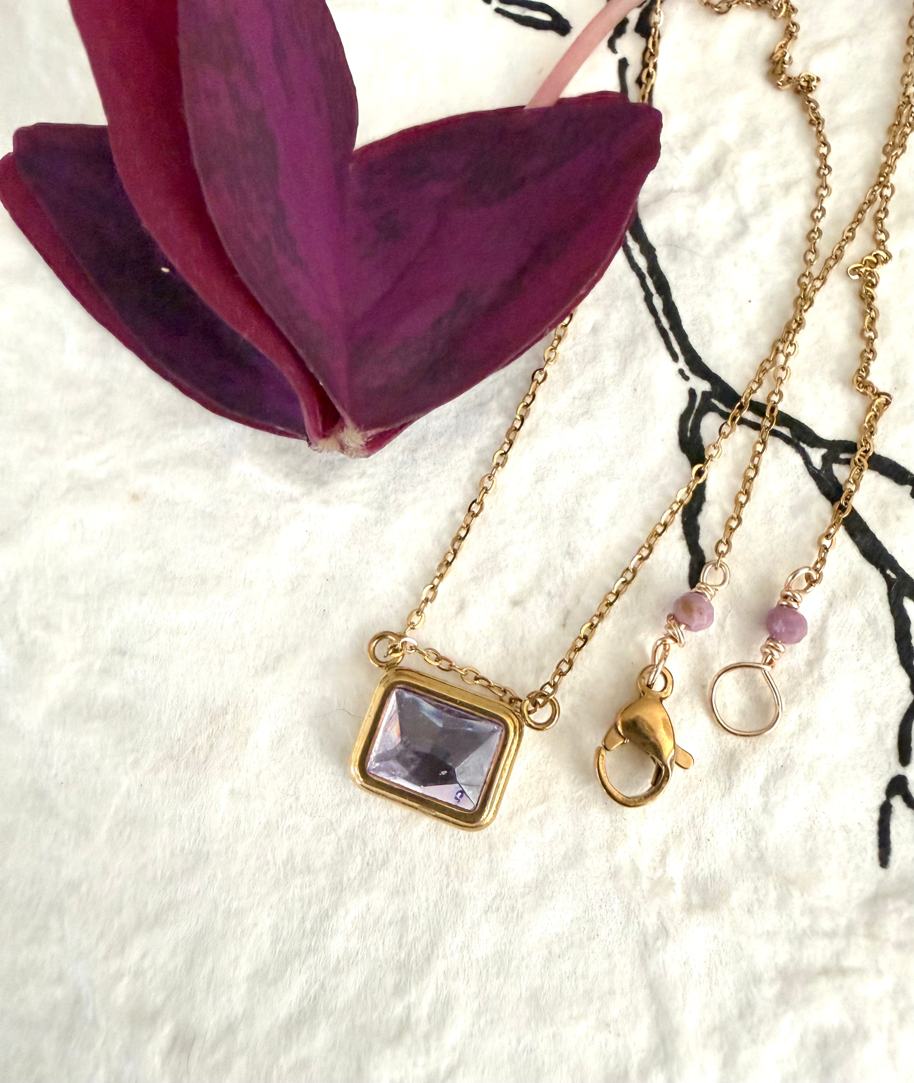 Baguette Cut Birthstone Necklace