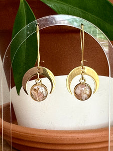 Crescent Moon Gemstone Earrings