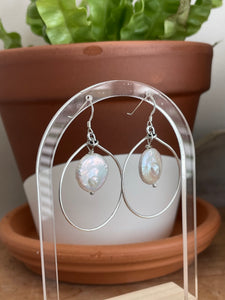 Coin Pearl Hoop Earrings