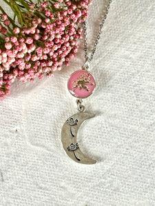 Floral Crescent Moon Necklace